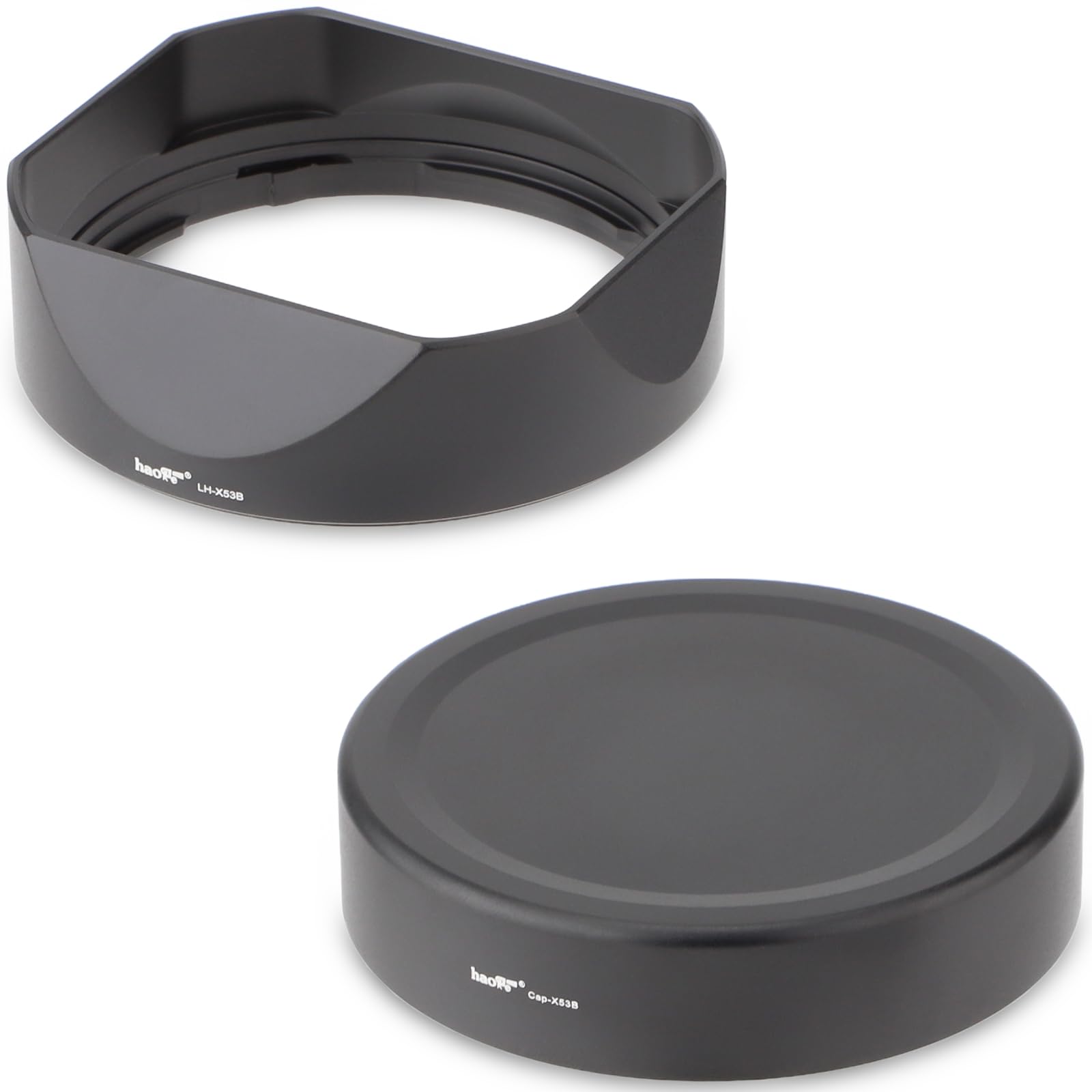 Haoge LH-X53B Square Metal Lens Hood for Fujifilm Fuji Fujinon XF 35mm F1.4 R / XF35mmF1.4 R xf18mm f2.8 Lens Shade with Metal Cap Kit