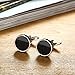 Sirius Jewelry Men's Elegant Round Cufflinks (Black & Silver)