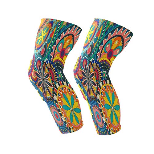 Knee Sleeve Floral Desktop Wallpapers Full Leg Brace Compression Long Sleeves Pads for Meniscus Tear, Arthritis, Running, Workout, Basketball, Sports, Men and Women 1 Pair