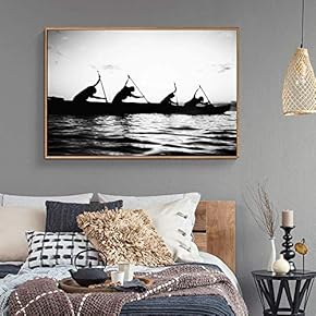 Floating Framed Canvas Wall Art for Living Room, Bedroom Black and White Water Canvas Prints for Home Decoration Ready to Hang - 16x24 inches