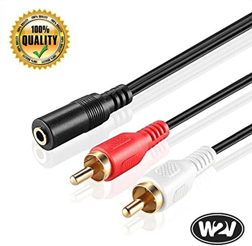 World2view 3.5 mm Stereo Audio Female To 2 RCA Male Cable - 1.5 m (Black)