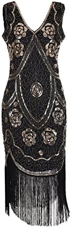 20’s Vintage Sequin Beaded Fringe Dress - Art Deco Shimmer Flapper Dress