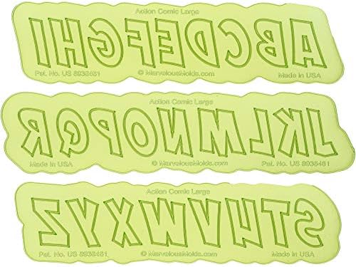 Action Comic Uppercase Letter Maker | Flexabet Silicone Cutter and Mold for Cakes by Marvelous Molds