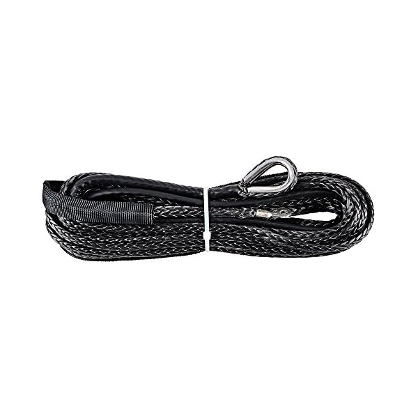 14-Inch-x-50-BLACK-Synthetic-Winch-Line-Cable-Rope-6400LBs-Sheath-Thimble-Recovery-Replacement-ATV-UTV-Truck-Boat
