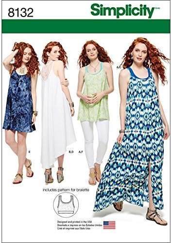 Simplicity 8132 Womens Dress And Knit Bralette Sewing Patterns, Sizes 1220
