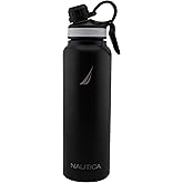 NAUTICA Double Wall Stainless Steel Tumbler With Screw-On Cap, 40 oz Cold And Hot Drink (Black)