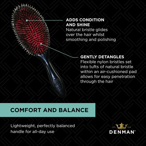 Denman D81L Large Hair Brush with Soft Nylon Quill Boar Bristles
