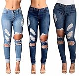 Baifern Women's Casual Hole Destroyed Jeans Pants