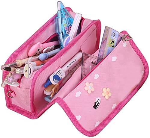 WeLin Cute Girls Cartoon Pink Pen Pencil Case Stationary Pouch Bag
