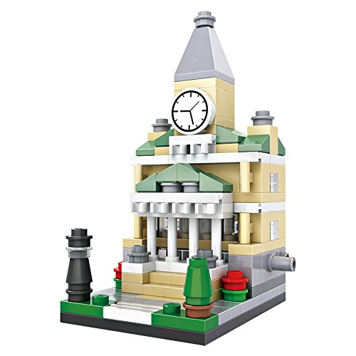 Micro-Brickland Mini Model Town Hall Building Bricks Mini-Sized 3D Architecture, Small Building Block Set (159 Pieces)