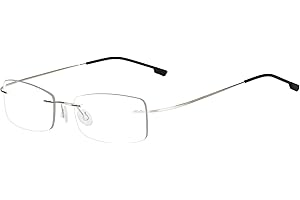 Agstum Mens Womens Titanium Alloy Flexible Rimless Frame Prescription Eyeglasses 51mm