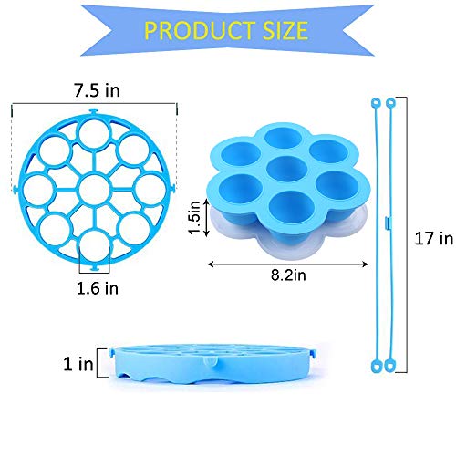 Pressure Cooker Sling[Upgrade Version]Silicone Bakeware Sling for Instant Pot 6 Qt/8 Qt,Silicone Steamer with Handles Compatible with Other Brand Multi-Function Cookers(Blue) - Thumbnail 5