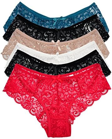 JOWOO Women's Lace Briefs Sexy Panties Bikini Thong Comfortable Underwear, Pack of 6