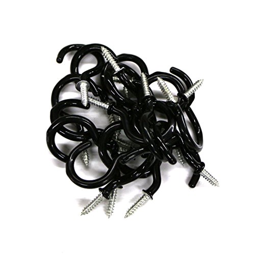 Aoyoho 60Pcs Vinyl Coated Screw-In Ceiling Hooks Cup Hooks Light Hooks(Black)