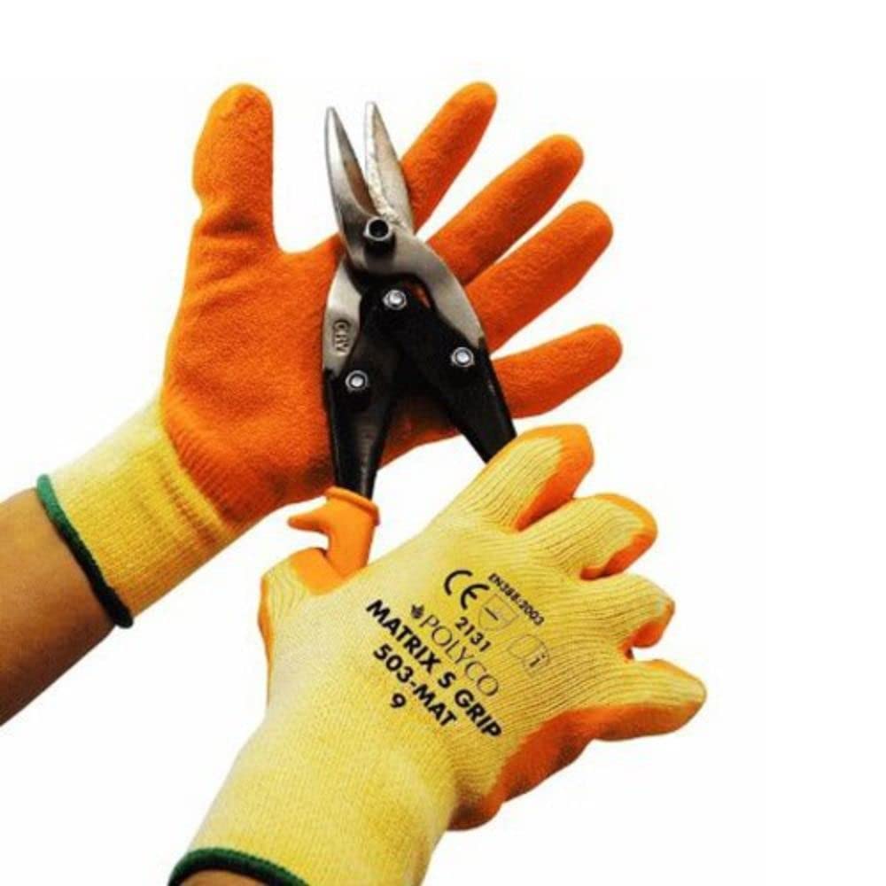 Polyco 504-MAT Matrix S Grip Seamless Glove with Shell Latex Palm Coating, Size 10, Orange
