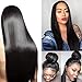Giannay Hair Beautiful Glueless Lace Front Wigs for Women With Baby Hair Synthetic Straight Hair Long Wig Heat Resistant Fiber Wig 18-22 Inch NaturalHairline Black Color