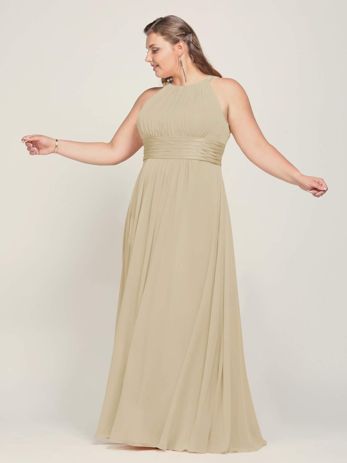 Alicepub Chiffon Plus Size Bridesmaid Dresses Long for Women Formal