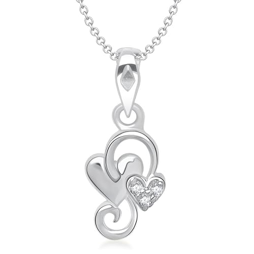 VK Jewels Attractive Design Heart Shape Rhodium plated Pendant - P1290R [VKP1290R]