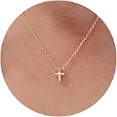 BSGRL Gold Necklace for Women- 14K Gold Plated Dainty Cross Flower Bow Italian Horn Animal Boot Sea Beach Necklace for Women