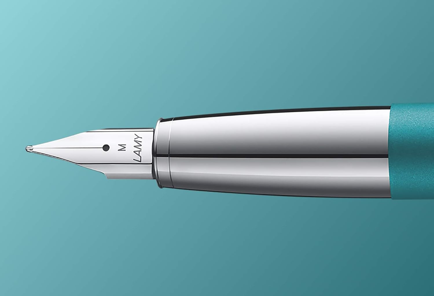 Lamy Studio Fountain Pen 066 - Timeless Fountain Pen in Aquamarine Made of Stainless Steel and Propeller-Shaped Clip - Nib Size F - Image 4
