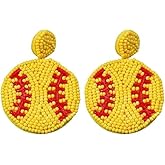 Beaded Baseball Earrings Sports Earrings Basketball Drop Dangle Earrings Holiday Party Game Jewelry Gifts