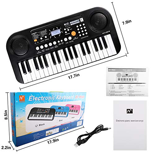 M SANMERSEN Kids Piano Keyboard, LCD Display / Double Speakers 37 Keys Musical Keyboard Piano with Piano Score Electric Keyboard Educational Piano Toys for Boys Girls