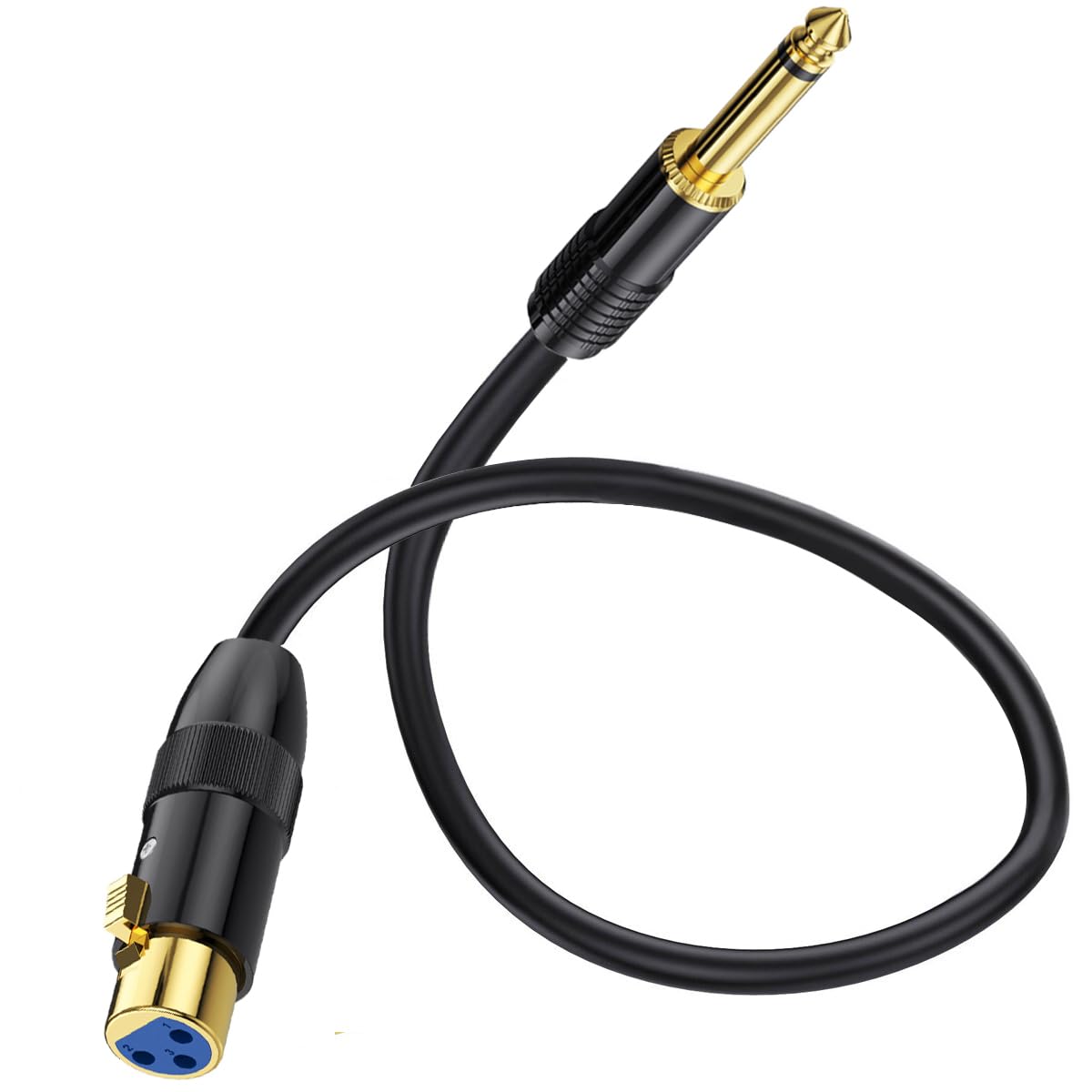 HTGuoji XLR to 6.35mm 1/4 inch Cable, 3 Pin XLR Female to 6.35mm(1/4") TS Mono Jack Lead Unbalanced Guitar Microphone Audio Adapter for Speaker Mic Guitar Mixer AMP (50cm)