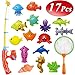 CozyBomB Kids Fishing Bath Toys Game - 17Pcs Magnetic Floating Toy Magnet Pole Rod Net, Plastic Floating Fish - Toddler Education Teaching and Learning Colors (Bath)