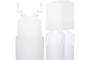 Janmercy 200 Pcs Disposable Adults Bibs Bulk 24 Inch Disposable Waterproof Plastic Bib Single Use Seafood Christmas Party Dining Clothing Protectors for Women Men Elderly Senior Eating