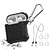 MeanLove AirPods Case, Accessories Kits for Airpods Charging Case, Flex Armor Series AirPods Cover Skin (MS18A1) with Keychain/Magnetic Airpods Strap/Airpods Ear Hook, Black