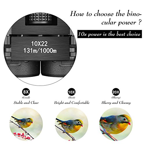 Binoculars, Kylietech 10x22 Mini Compact Foldable Binoculars for Adults Kids. High Magnification Binoculars for Dim Vision, for Watching/Hunting/Hiking/Travelling or Other Outdoor Activities - Thumbnail 3