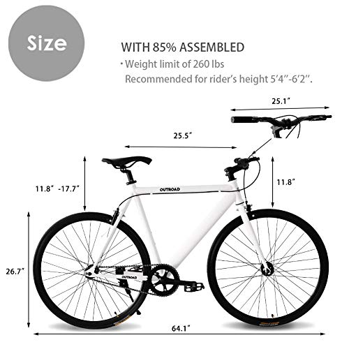 Max4out Track Bikes Single Speed Urban Fixie Road Bike 700 cc Track Bicycle White
