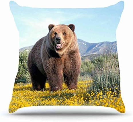 Square 18 X 18 Inches Cotton Pillowcases Decorative Pillow Cover Case with Hidden Zipper Decor Cushion Covers - Animals bear mountain Chamomile Misha Bear field for living room