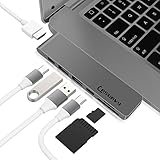 Lasuavy 7-in-1 USB C Hub for 2016/2017 MacBook Pro 13” and 15”, Aluminum USB C Adapter with 40Gbs Thunderbolt 3, 4k HDMI, Pass-Through Charging, 2 USB 3.0 Ports and SD/Micro Card Reader (Space Gray)