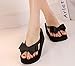 Finejo eshion Ladies Summer Platform Flip Flops Thong Wedge Beach Sandals Knotbow Shoes (39(US 8), Black)