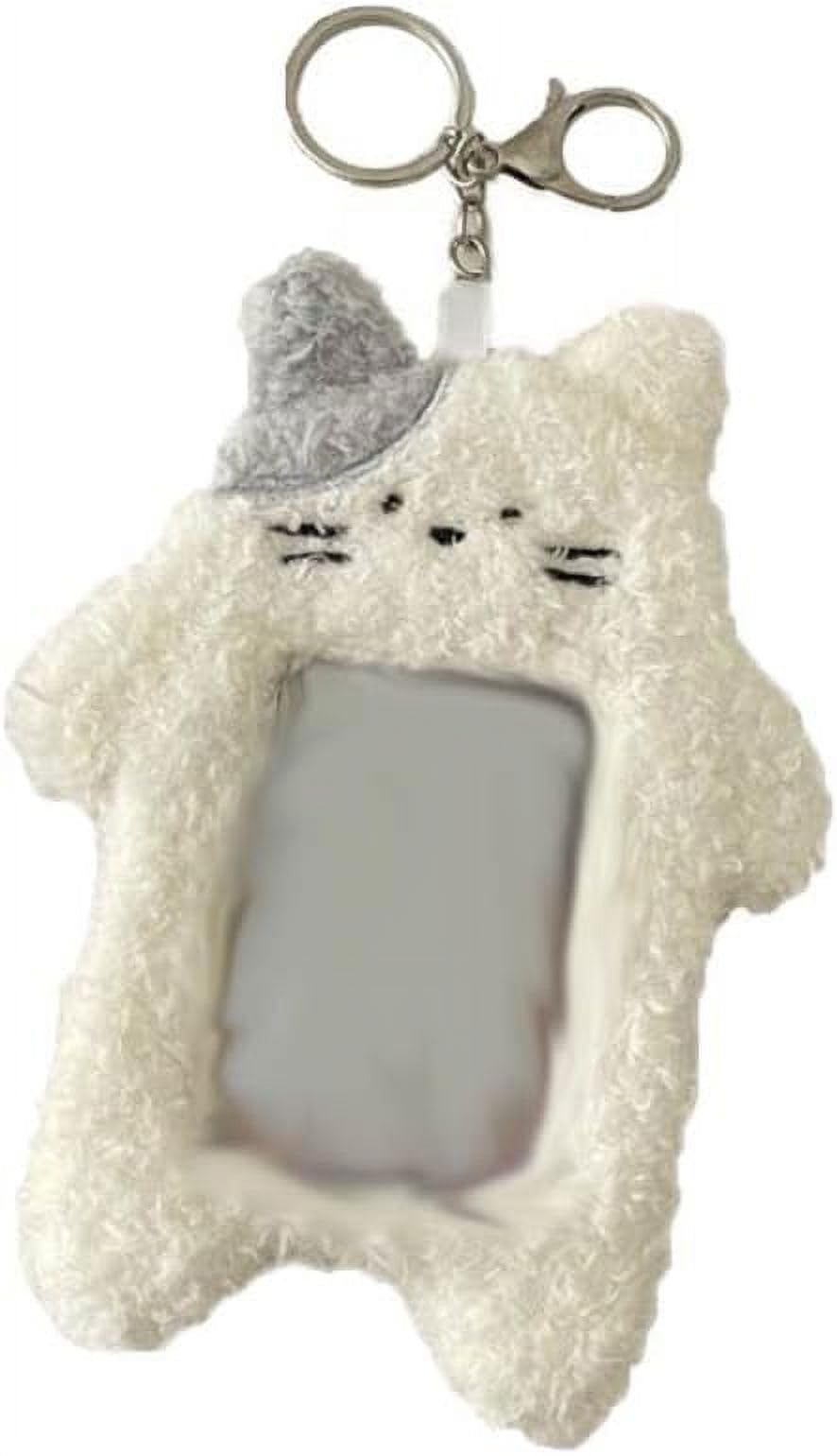 White Photocard Holder,Cartoon Plush Photocard Holder Outdoor Girl Korean Style ID Card Cover Protective Case Card Sleeve Student Rabbit Identification Badges Supplies Office and School Supplies