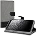 kwmobile Wallet Case Compatible with Xiaomi Redmi Note 4 / Note 4X - Case Fabric and Faux Leather Phone Flip Cover - Grey/Black