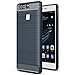 Huawei P9 Case, Landee Soft TPU Shock Absorption and Carbon Fiber Design Silicone Case for Huawei P9 (Navy Blue)