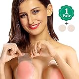 Nippleless covers, Silicone Reusable Breast Lift Nipple Cover Pasties for Women Best Diameter 4.3inch (1 Pair Breast Lift Pasties + 1 Pair Disposable Pasties Round)