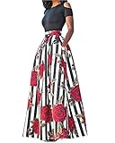 Ofenbuy Women's African Print Maxi Dress A-Line Tunic Floral Dress Suits