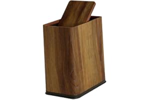 SiaBiced Bathroom Waste Bin, Trash Can, Storage Bin with Lid, Narrow Trash Can for Restaurant, Nursery, Home, Walnut Wood Pat