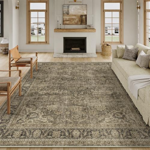 HUGEAR Vintage Teppich Wohnzimmer 300x400cm Braun Waschbar