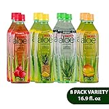 Iberia Aloe Vera Drink with Pure Aloe Pulp 16.9 Fl Oz (Pack of 8) No Artificial Color & Flavor, Aloe Juice Variety Pack with Original, Mango, Pineapple & Strawberry, BPA Free