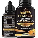 Hemp Oil, 45 000mg of Pure Extract, Sleep, Mood and Pain Relief Supplement, Oil for Relax, 100% Organic Hemp Drops, 4 Fl oz. (120ml)