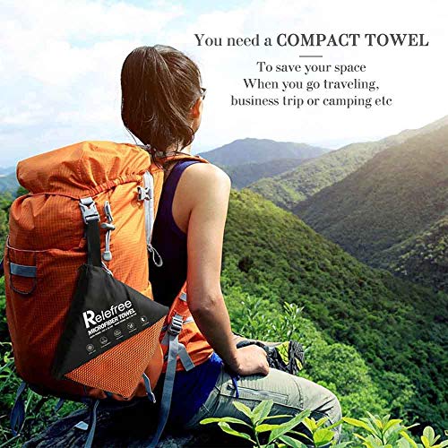 Relefree Microfiber Towel, Sports & Travel Towel - Fast Drying, Super Ultra Absorbent, and Compact Suitable for Camping, Beach, Gym, Swimming, Backpacking, Yoga, Set of 2 - Thumbnail 6