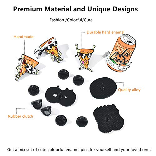 image for FSMILING Cute Enamel Pin Set Creative Food Badge Brooches Lapel Pins f