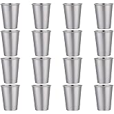 I-MART 16 Pack Stainless Steel Cups 12 oz Metal Drinking Glasses Reusable Stainless Steel Pint Cups for Water, Beer, Coffee, Juice, Kids, Adults, Camping, Travel, Home, Parties