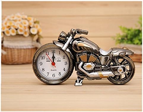 youchamp Luxury Retro Style Motorcycle Alarm Clock,unique Gift for Motor Lovers,kids,boys ,Unique Eye-catching Exquisite Motorbike Sporting Alarm Clock (Black with gold)