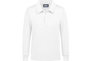 QBK Boys' Performance Polo Kids Collared Golf Shirts Long Sleeve School Uniform for 4T-16Y