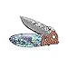KUBEY Hunting Folding Knife Damascus Steel Blade Thumb Open Gentlemans Pocket Knife for Outdoor Camping Tactical Survival Tool(#DM081-Shell patch handle)